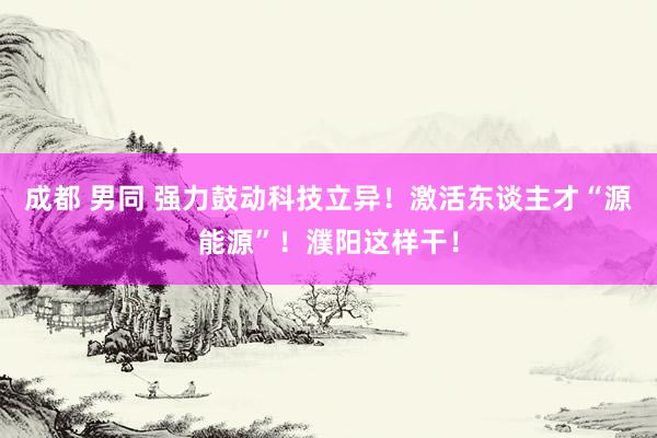 成都 男同 强力鼓动科技立异！激活东谈主才“源能源”！濮阳这样干！