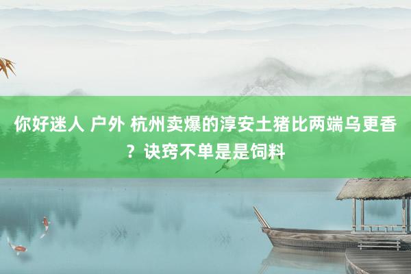 你好迷人 户外 杭州卖爆的淳安土猪比两端乌更香？诀窍不单是是饲料