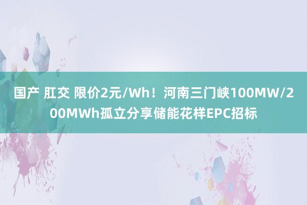 国产 肛交 限价2元/Wh！河南三门峡100MW/200MWh孤立分享储能花样EPC招标