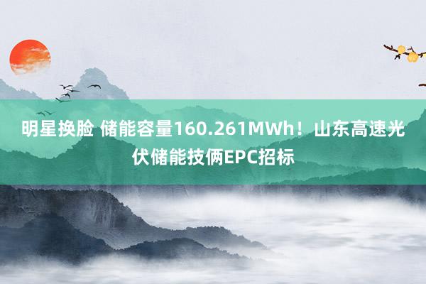 明星换脸 储能容量160.261MWh！山东高速光伏储能技俩EPC招标